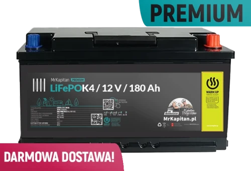 Przejdź do produktu Akumulator LiFePOK4 MrKapitan PREMIUM 180 Ah pod siedzenie (BT)  